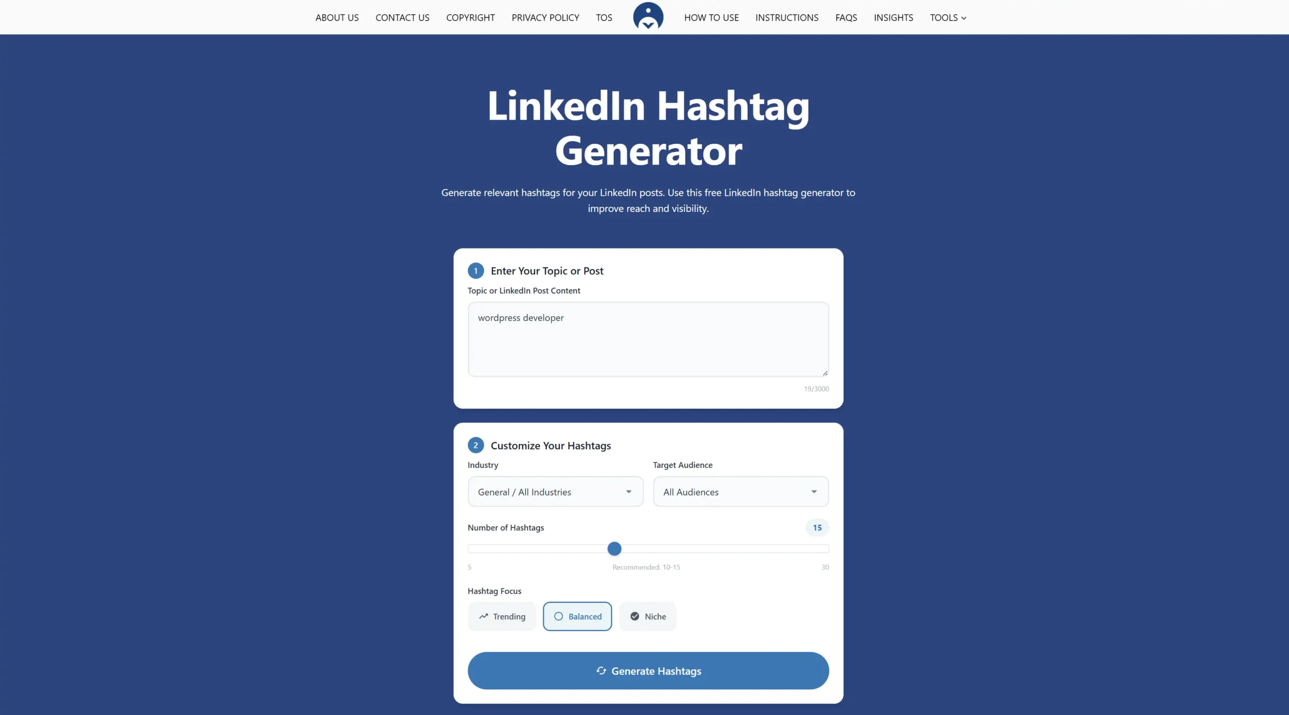 Enter your post topic or main keyword