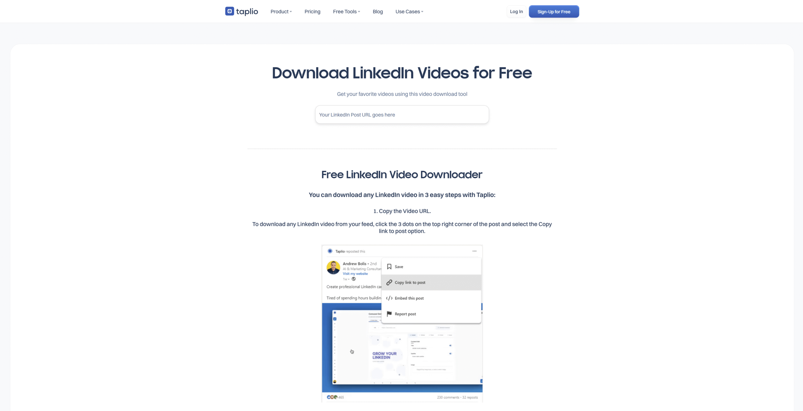 Taplio linkedin downloader